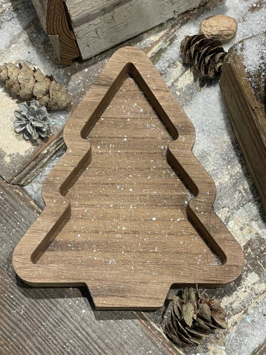 FR-3834 - Lrg. Wood Wash Christmas Tree Tray