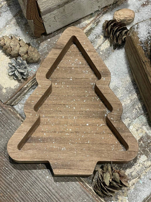 FR-3834 - Lrg. Wood Wash Christmas Tree Tray