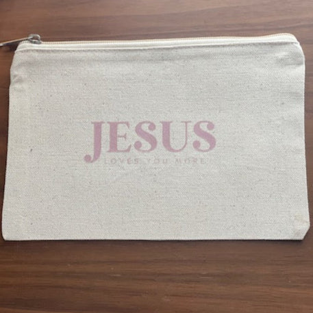 Mauve Jesus Loves You More 8" Pouch