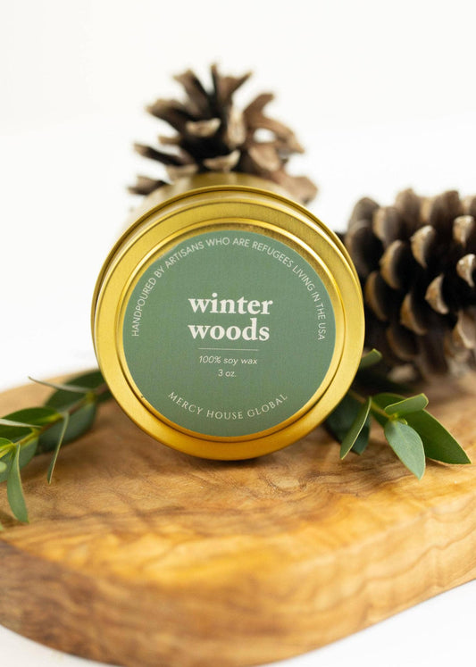 Winter Woods | 3 oz Gold Tin Candle